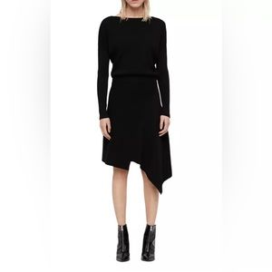 AllSaints Suke Asymmetric Rib-knit Dress